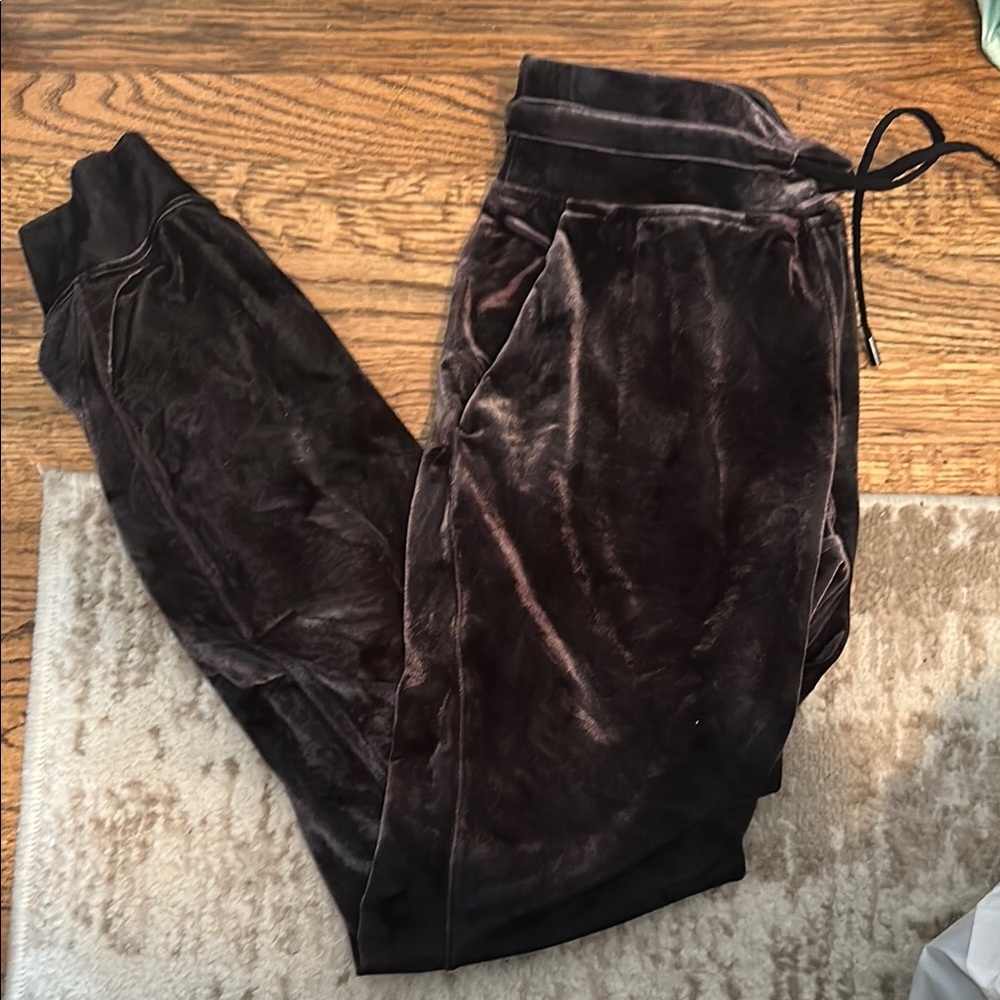 Ready to Rulu- Velvet Jogger Pants in Rich Brown. Size 6
